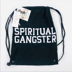 Spiritual Gangster Black Drawstring Bag